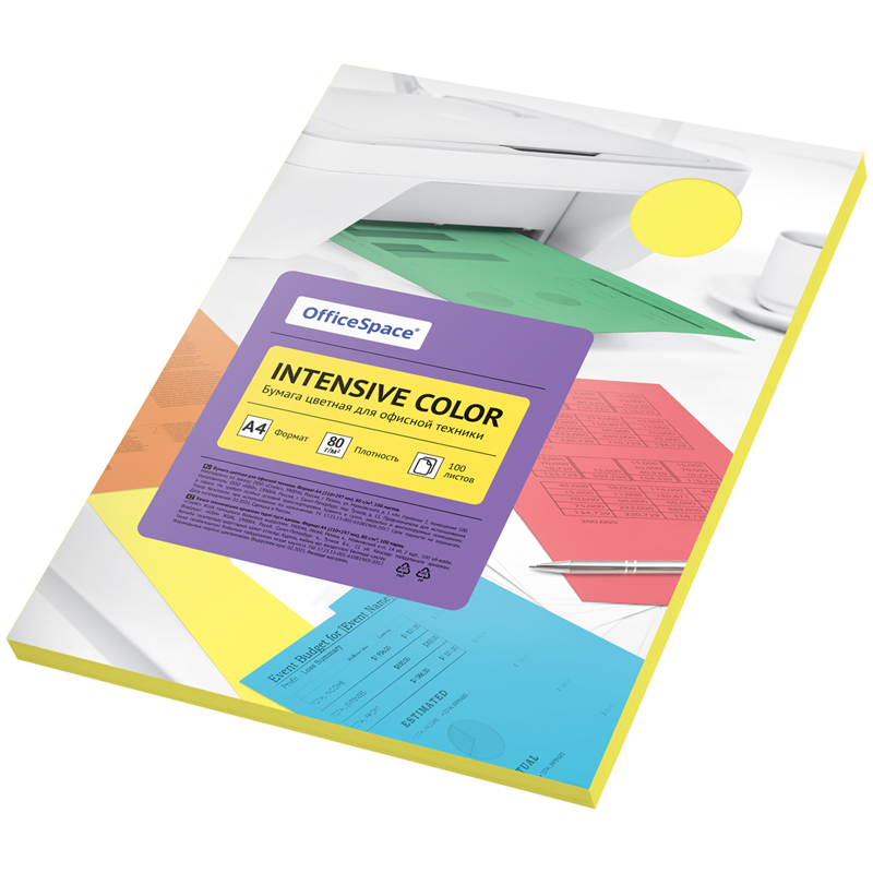 Бумага Office Space Intensive Color А4, 80 г/м, 100 л., желтая