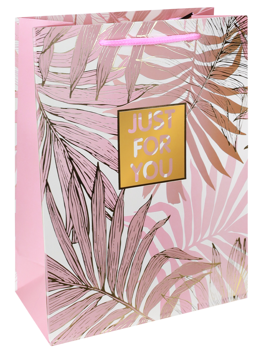 Пакет подарочный 26х32х12 см "Тропический рай", розовый