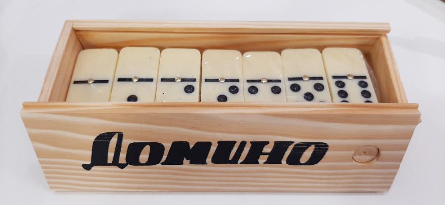Игра настольная "Домино", в деревянной коробке, 18х6,5 см