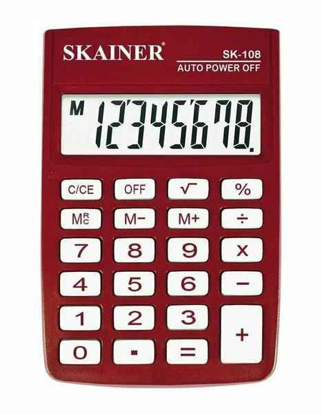 Калькулятор SK-108NRD, карманный, 8-ми разрядный, красный