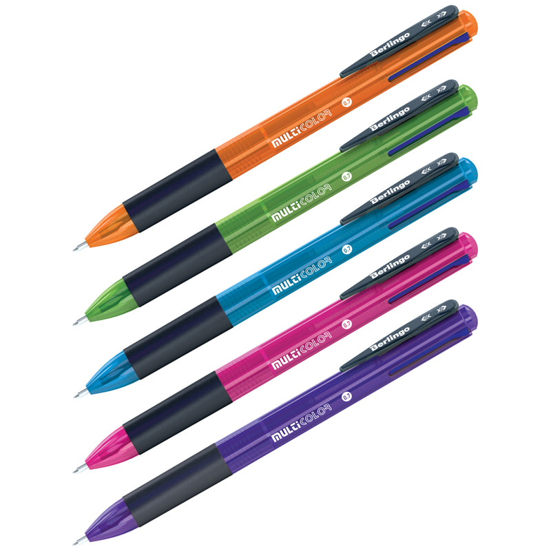 Ручка шариковая автоматическая Berlingo "Multicolor" 4 цвета, 0,7 мм, ассорти 
