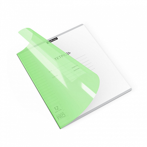 Тетрадь 12 л  Классика CoverPrо NEON пластиковая обложка. зеленая