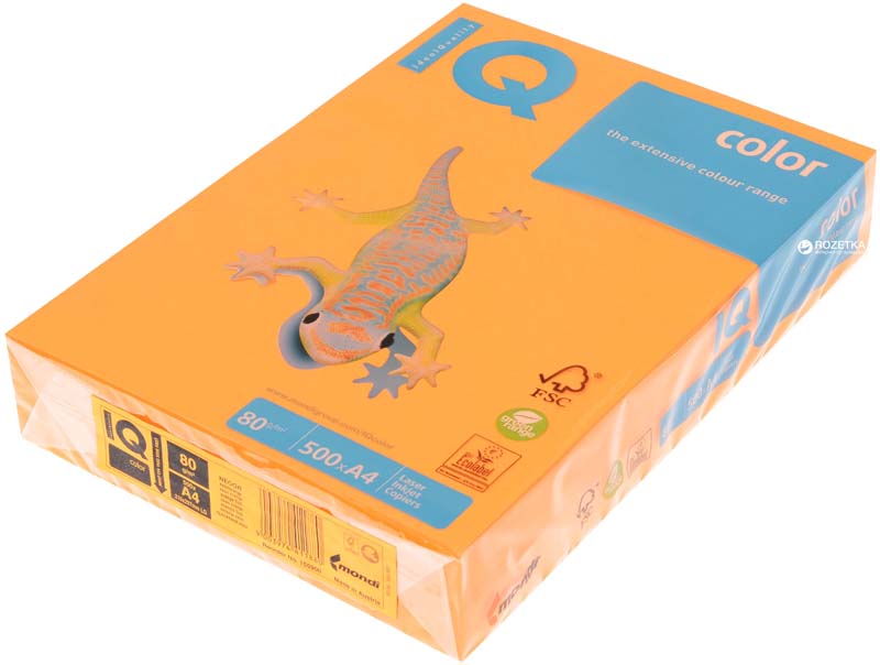 Бумага "IQ Color NEON" А4,  80 г/м, 500 л., оранжевая