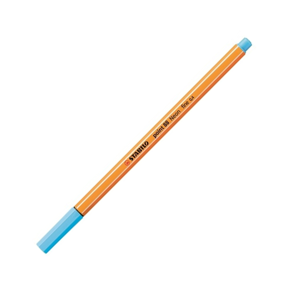 Ручка капиллярная STABILO "Point 88", 0,4 мм, неон голубая