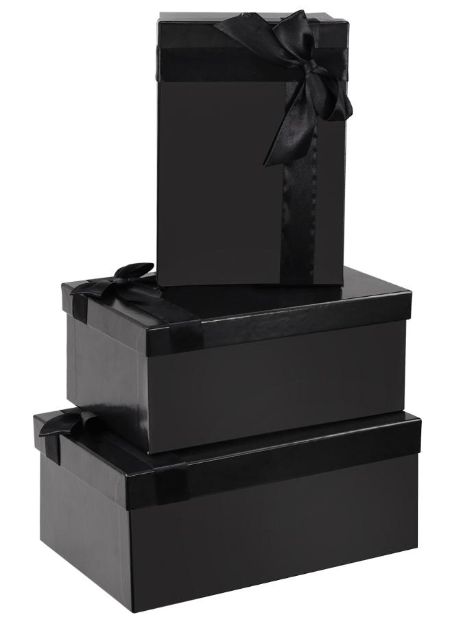 Подарочная коробка "Однотонная черная с лентой" 15 х 10 х 5 см (3)