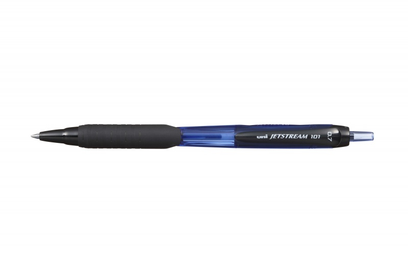 Ручка шариковая автоматическая UNI "Jetstream" 0,7 мм синяя, корпус прозрачный