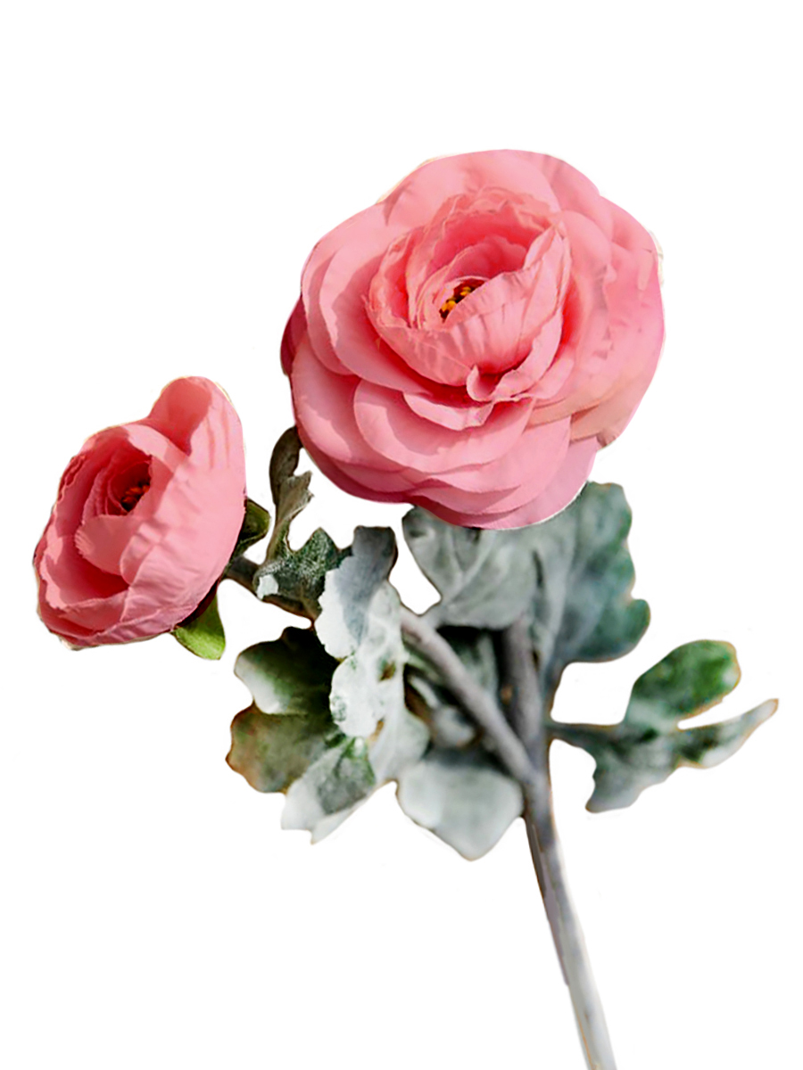 Искусственный цветок "Ранункулюс Темный" (искусственный шелк, полиэтилен),  39,5х10х7 см
