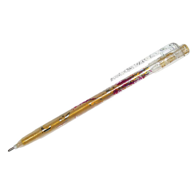 Ручка гелевая Crown "Люрекс" золото с блестками 1мм
