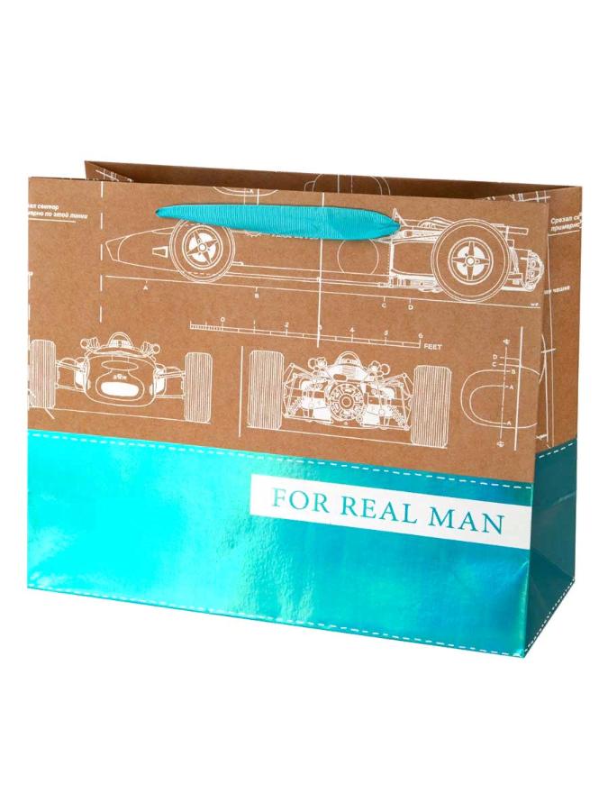 Пакет подарочный 32.4х26х12.7 см "Настоящий Мужчина"