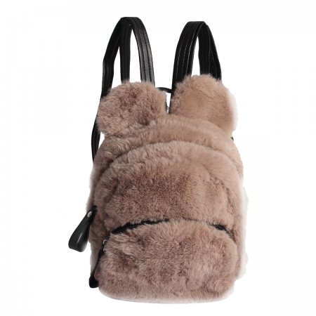 Рюкзак  "Rabbit fur", 18х19х10см. мех. коричневый. 