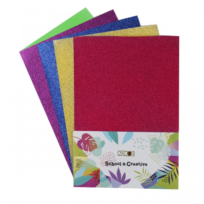 Цветная бумага А4 5л. 5 цветов, с блестками
