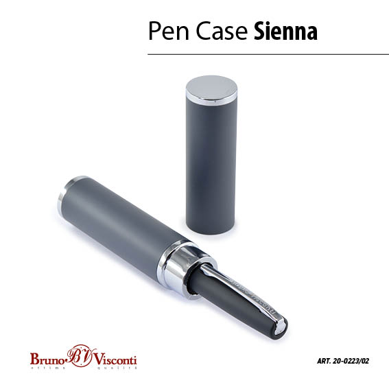 Ручка шариковая Bruno Visconti "SIENNA" 1,0 мм синяя, серый корпус, серый металлический тубус
