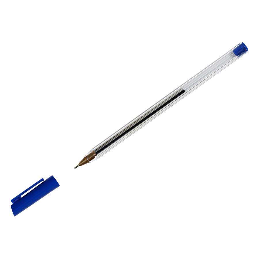 Ручка шариковая Стамм "800" синяя, 0,7мм, прозрачный корпус
