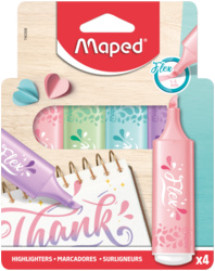 Набор текстовыделителей Maped "Fluo Peps Flex Pastel" с гибким наконечником, 4 цвета