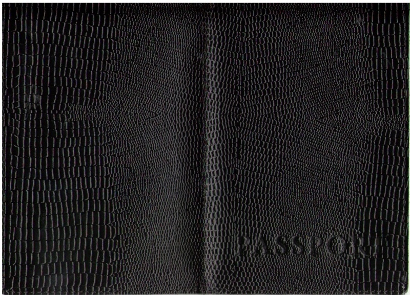 Обложка для паспорта "Рептилия черная", 13,2х18,6 см, кожа