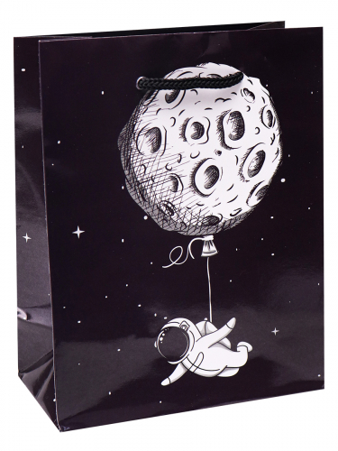 Пакет подарочный 11,5x14,5x6 см "Космонавт с шариком" с глянцевой ламинацией