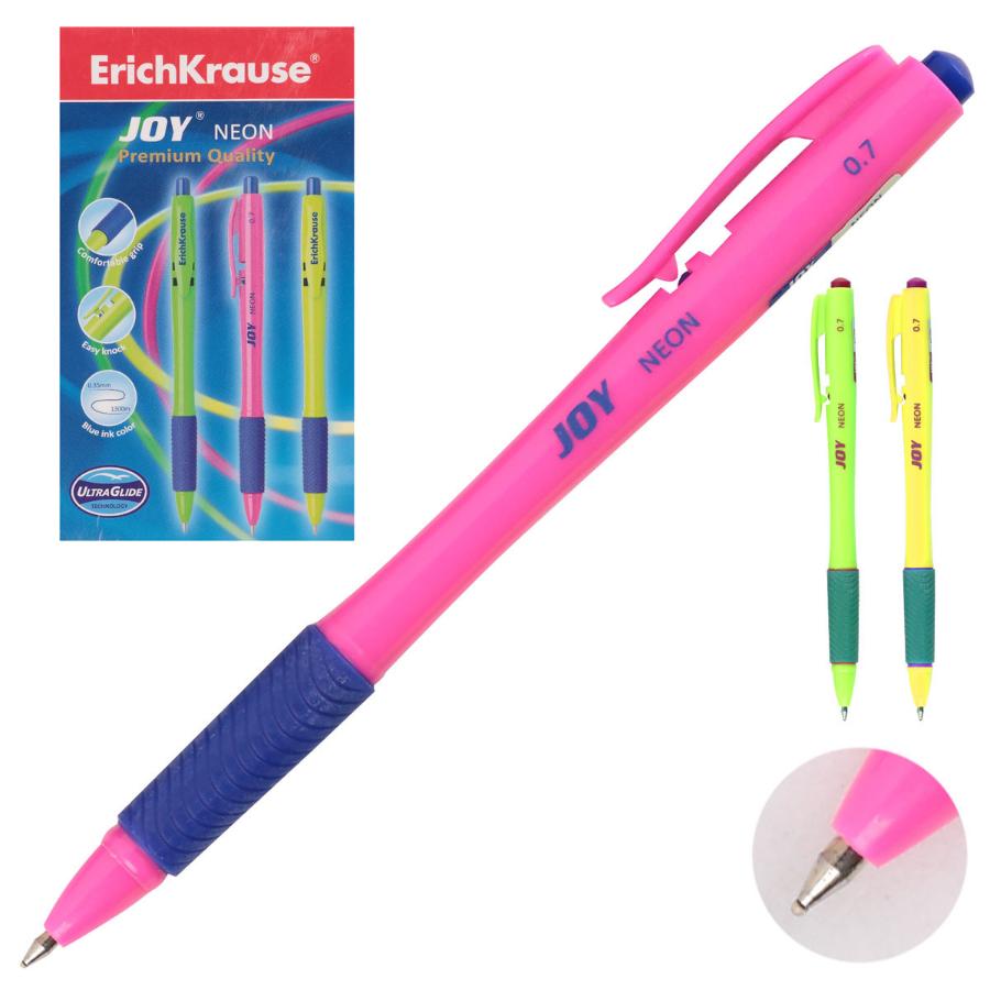 Ручка шариковая автоматическая Erich Krause "JOY. Neon" 0,7 мм, синяя