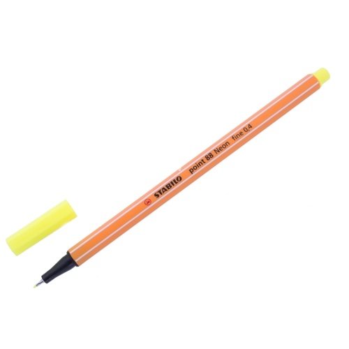 Ручка капиллярная STABILO "Point 88", 0,4 мм, неон желтая 