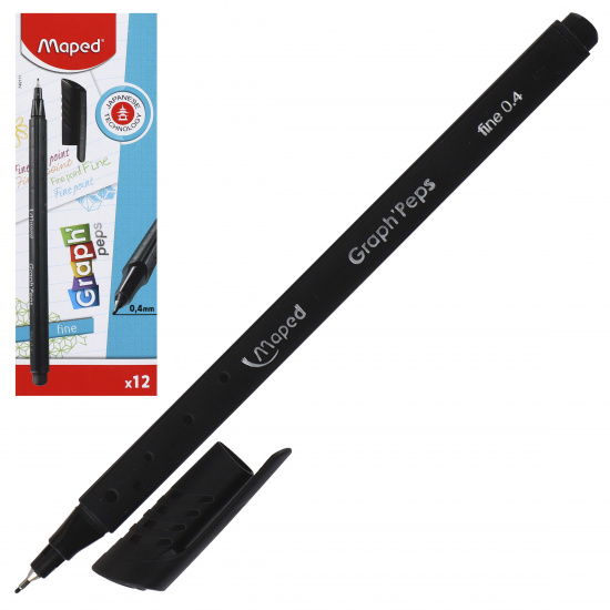 Ручка капиллярная Maped "Graph Peps" 0,4 мм, черная