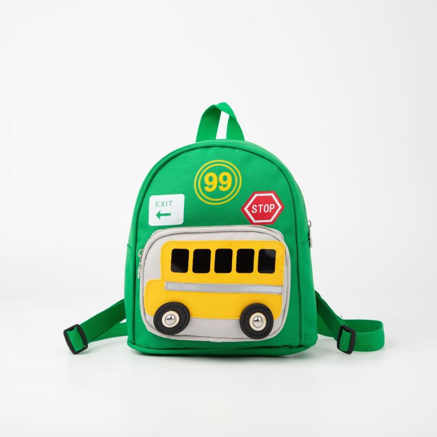 Рюкзак детский "Автобус", 22х11х23 см, зеленый/серый
