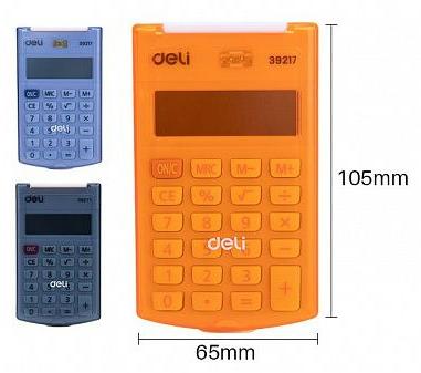 Калькулятор "Deli", карманный 8 разрядный, оранжевый