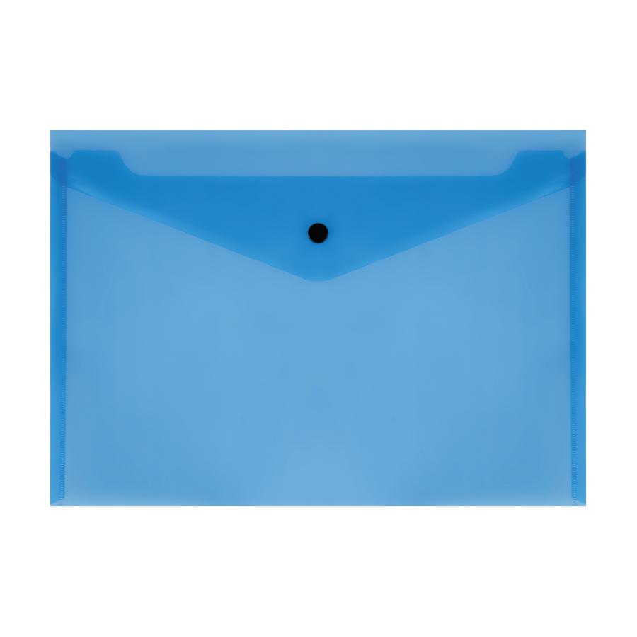 Папка-конверт на кнопке А4 СТАММ 150мкм прозрачная синяя