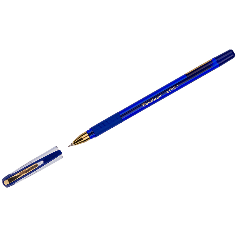 Ручка шариковая Berlingo "xGold" 0,7 мм, грип, синяя, игольчатый стержень