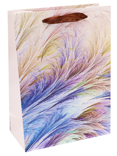 Пакет подарочный 18x24x8,5 см "Интересные перья"-2 с мат ламин и тис фольг