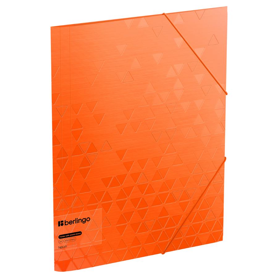 Папка на резинках А4 Berlingo "Neon", А4, 600мкм, оранжевая