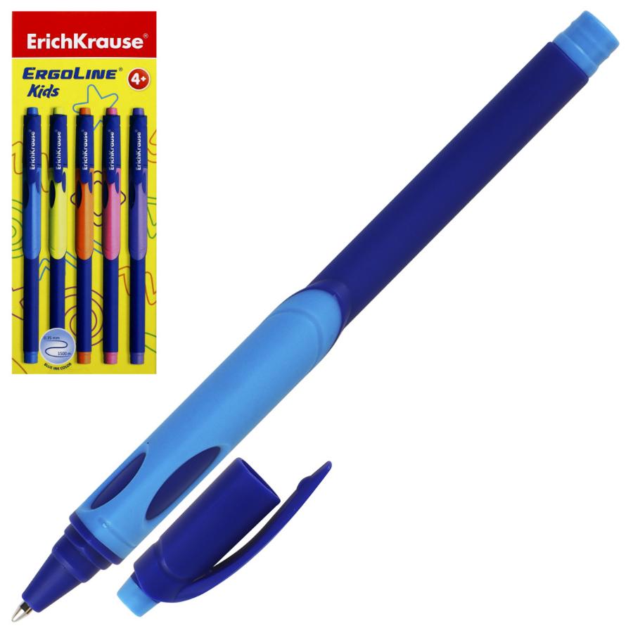Ручка шариковая Erich Krause "ULTRA GLIDE ERGOLINE KIDS" 0,7 мм, синяя
