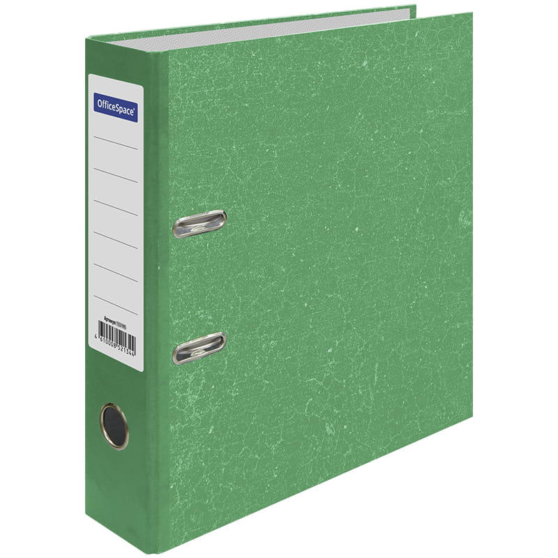 Папка-регистратор Office Space Мрамор, 70 мм, зеленая