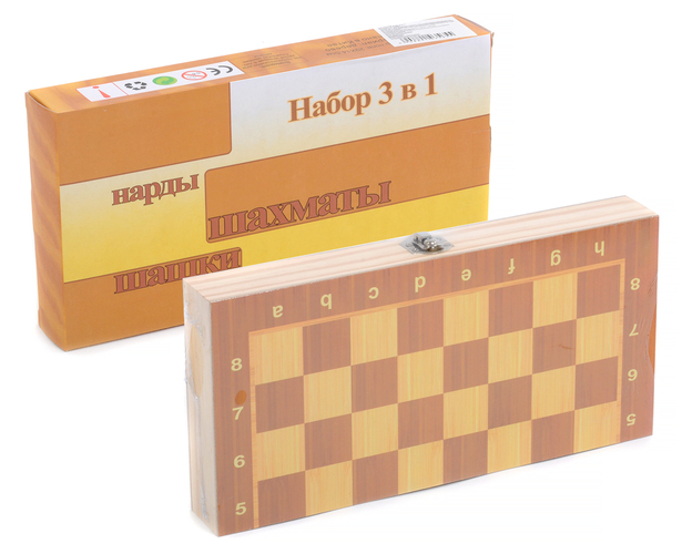 Игра настольная "Шахматы, нарды, шашки деревянные 3 в 1", поле 29 см