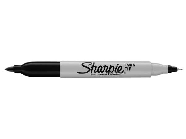 Маркер перманентный двухсторонний SHARPIE TWIN TIP, 1 мм, черный