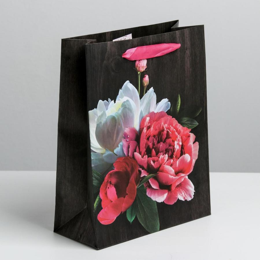 Пакет ламинированный вертикальный «Цветы любви», 23 × 27 × 8 см 