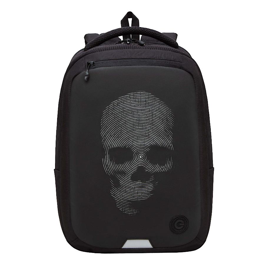 Рюкзак GRIZZLY "Череп", с отделением для ноутбука, черный-серый