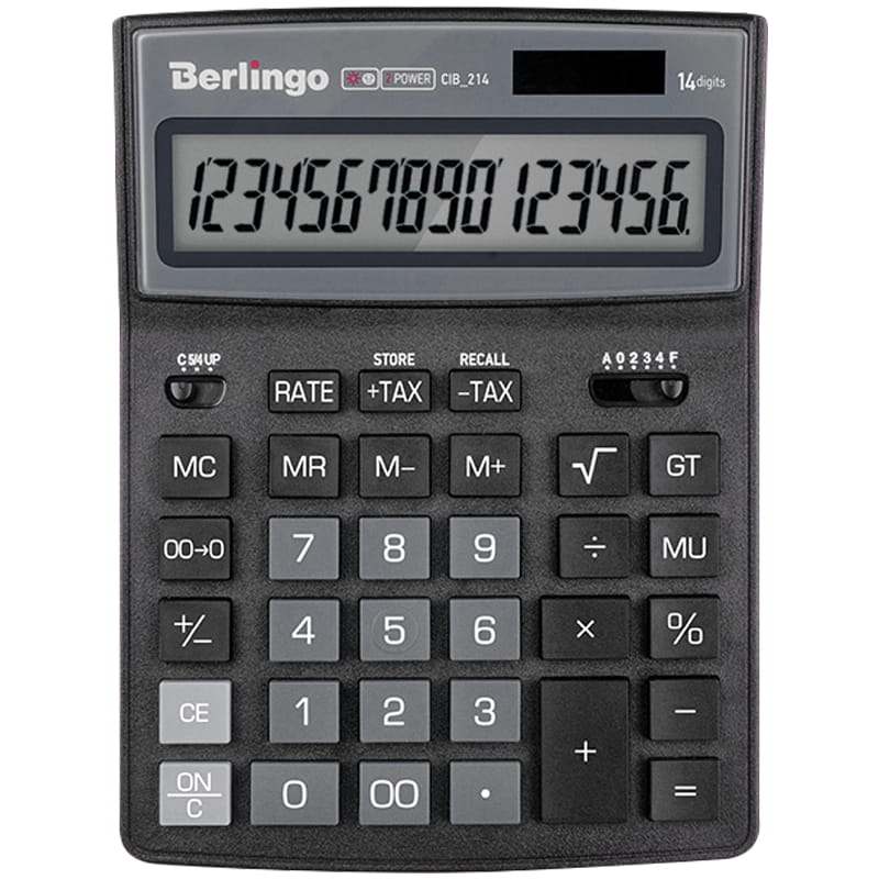 Калькулятор "Berlingo" City Style 14 разрядный, настольный, черный/серый