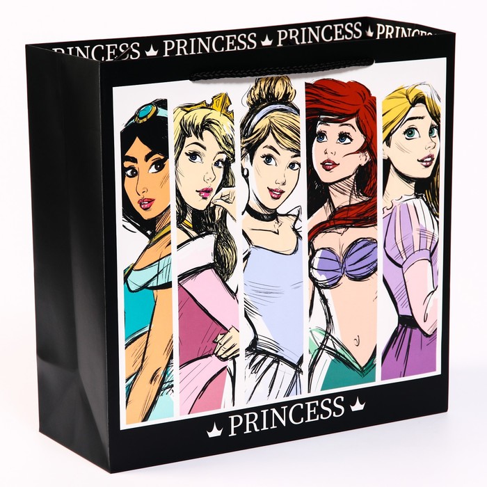 Пакет подарочный 30 х 30 х 12 см "Princess", Принцессы