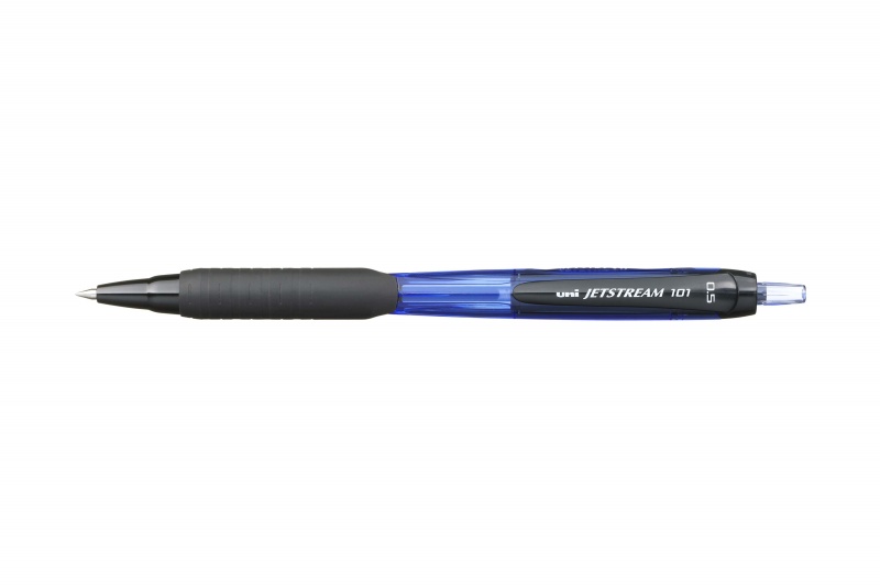 Ручка шариковая автоматическая UNI "Jetstream" 0,5 мм синяя, корпус прозрачный