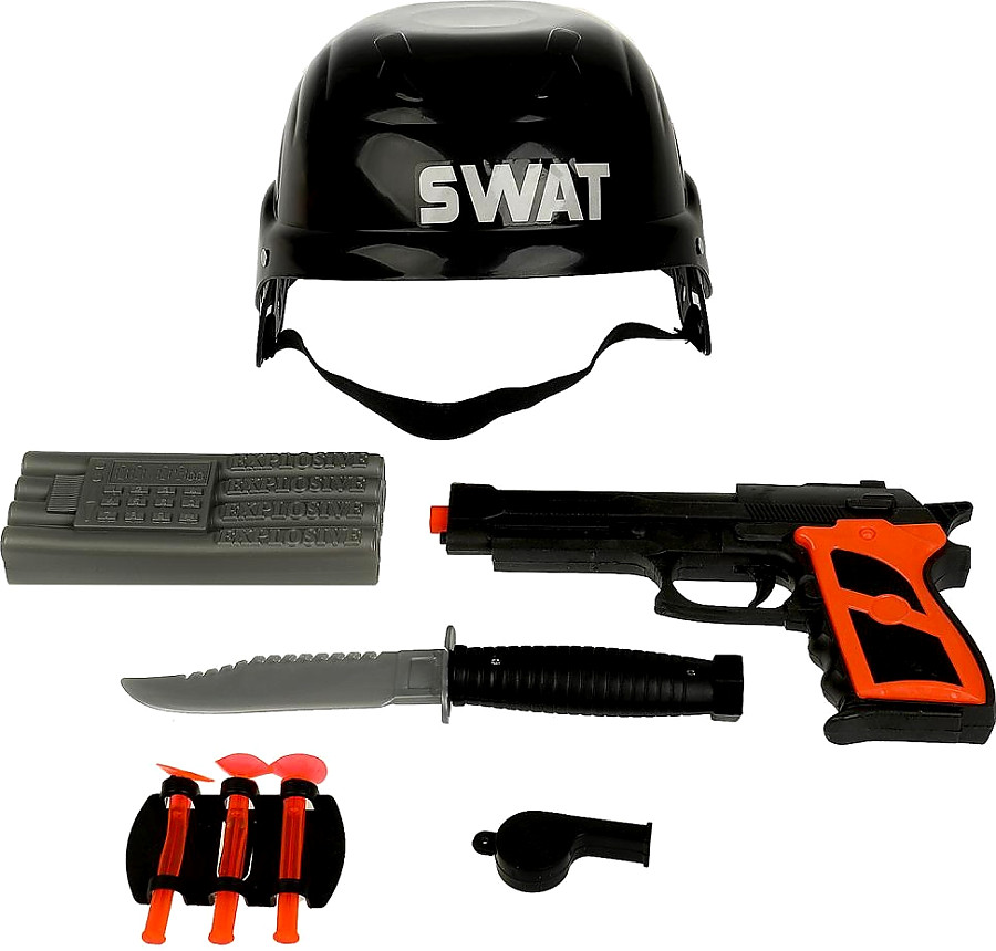Игровой набор «Набор оружия (пистолет, каска, нож, пули) в сетке»