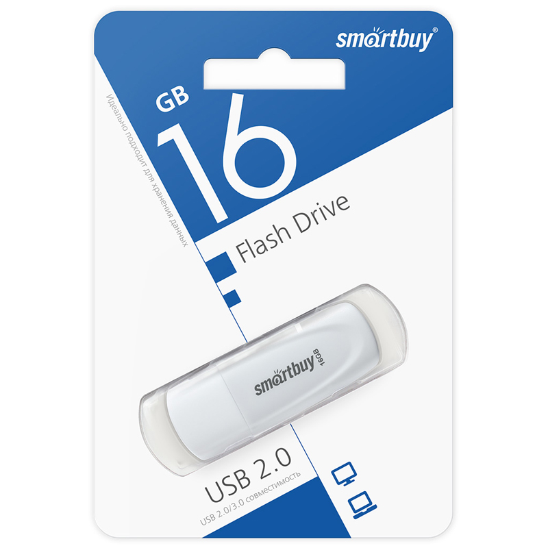 Флэш-драйв Smart Buy Scout, 16GB, белый