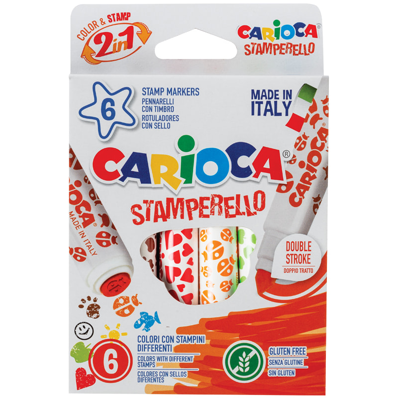 Фломастеры-штампы 6 цветов CARIOCA Stamp Markers смываемые