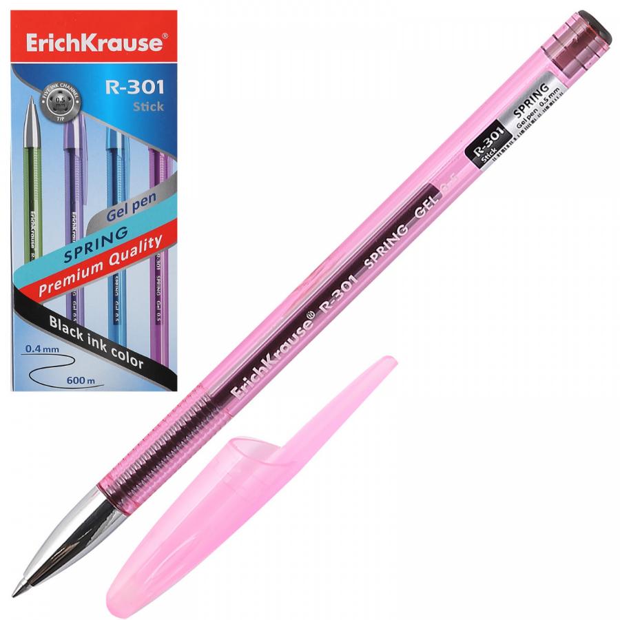Ручка гелевая Erich Krause "R-301 Spring Gel Stick" 0,5 мм, черная