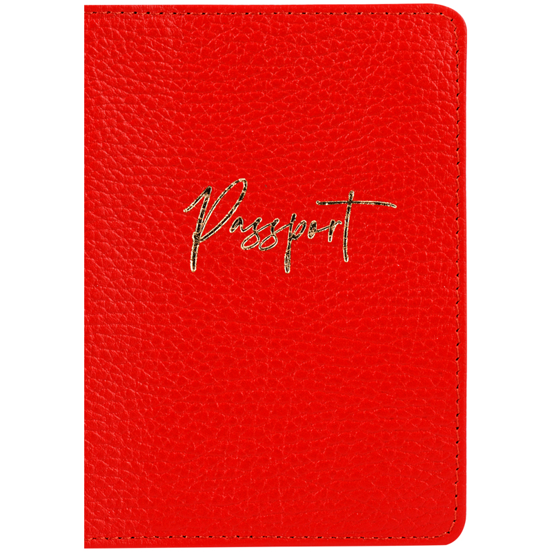 Обложка для паспорта OfficeSpace "Naples", кожа, красная, тиснение фольгой