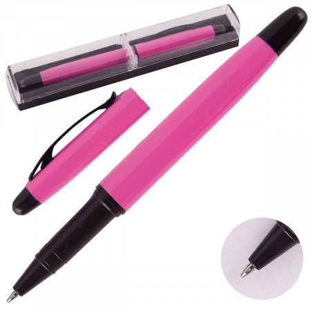 Ручка роллер подарочная корп розовый   черн пласт/футляр