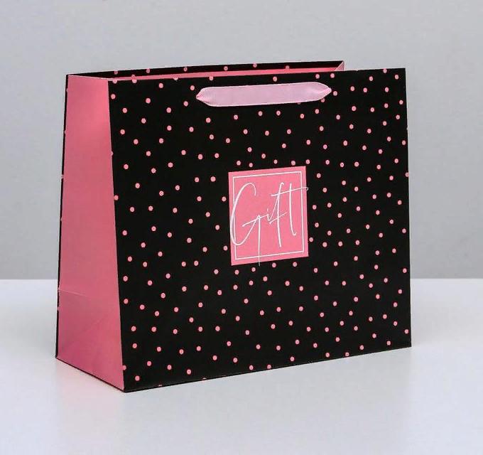 Пакет подарочный 27×23×11,5 см "Gift", горизонтальный, ламинированный 