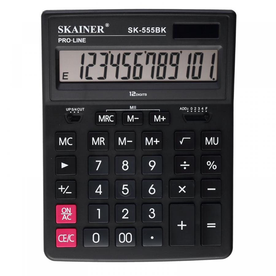 Калькулятор SK-555BK SKAINER, 12 разрядный, малый настольный, черный