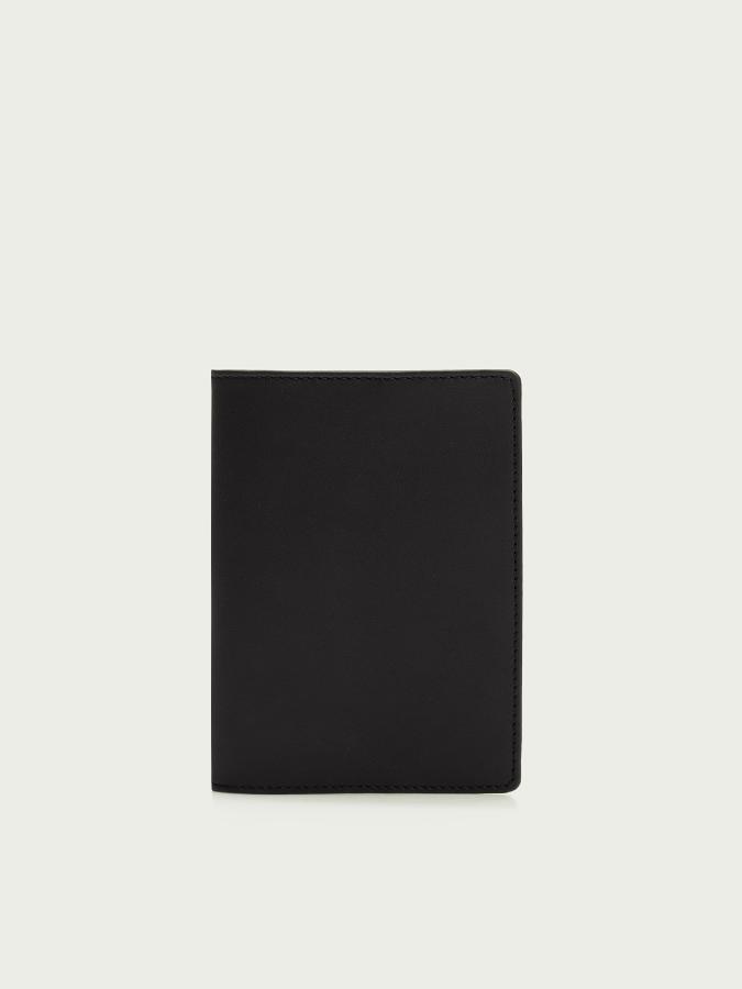 Обложка для паспорта, кожа, черная, с дополнительными карманами