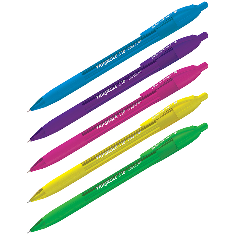 Ручка шариковая автоматическая Berlingo "Triangle 110 RT Color" 0,7 мм, грип, синяя, корпус ассорти