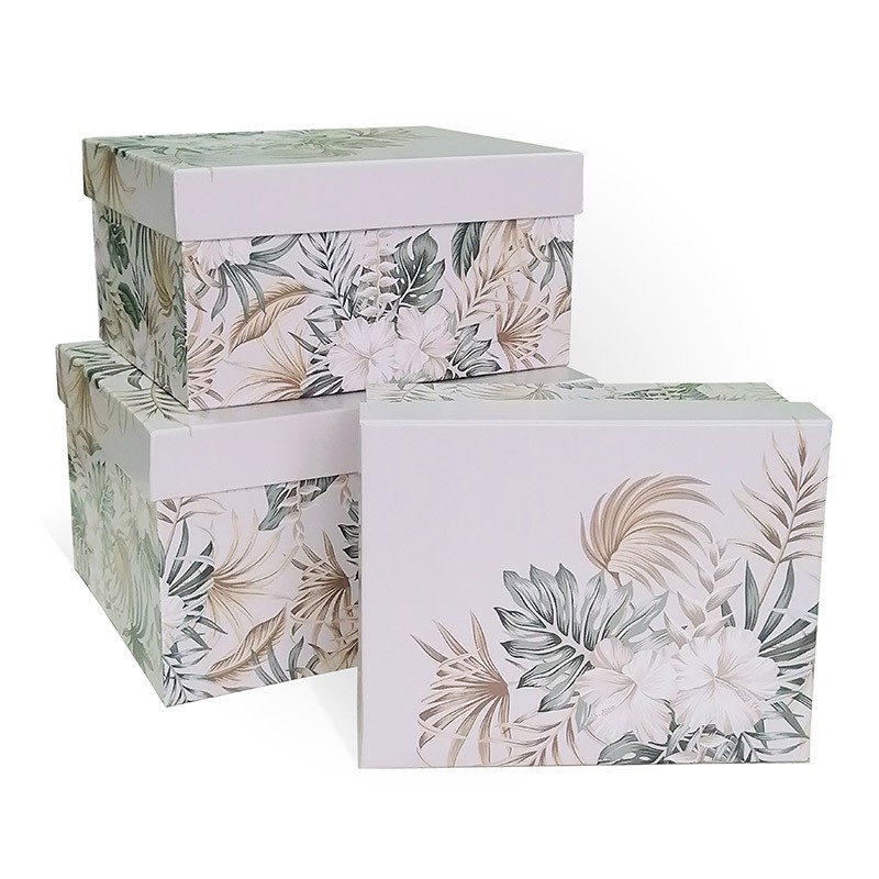 Подарочная коробка "Тропики" 19 х 15 х 9 см, белая (3)
