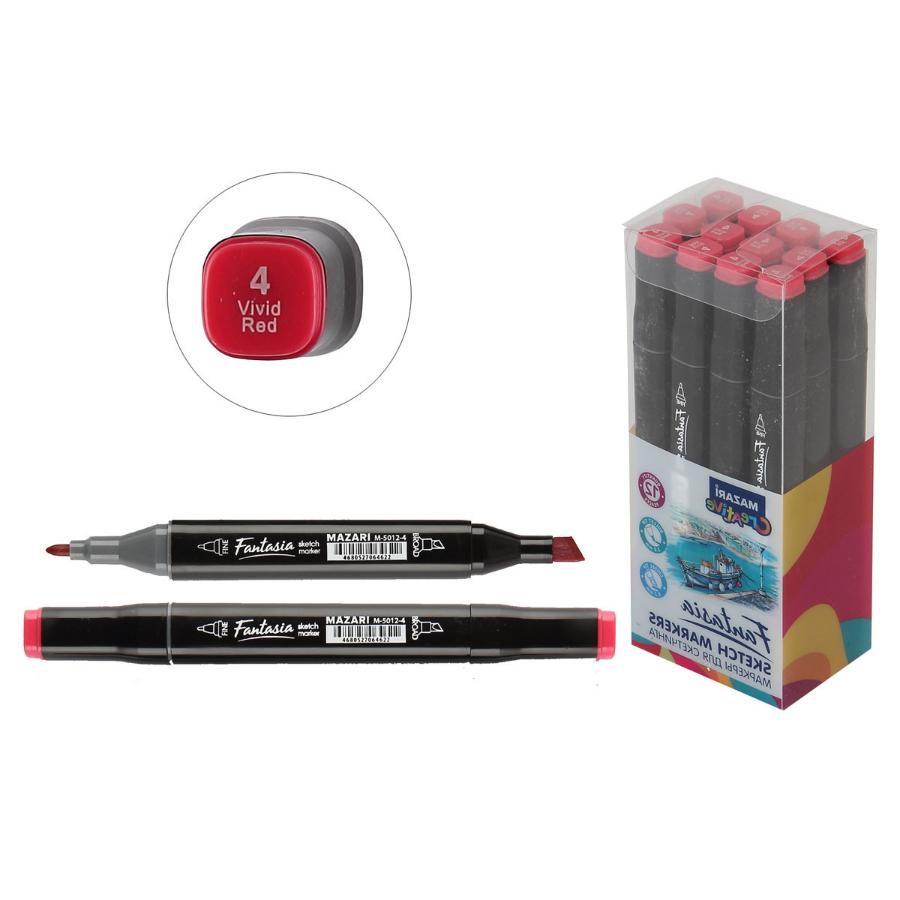 Маркер для скетчинга Fantasia vivid red, 3-6,2 мм, двусторонний